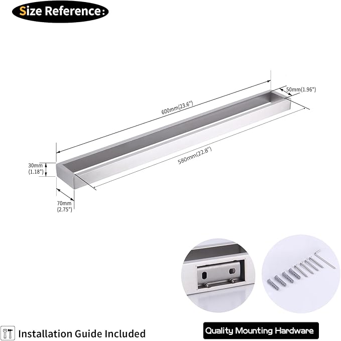 GERZWY Bathroom Towel Bar 24-Inch Brushed Stainless Steel Towel Bar Contemporary Style Wall Mount for Bath Kitchen HG1701(60)-LS