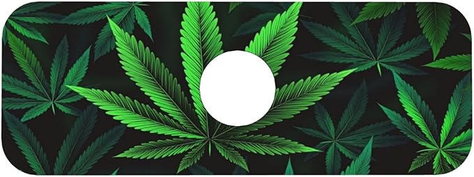 Cannabis Leaf 15" X 5.5" Kitchen Sink Splash Guard, Faucet Guard Draining Mat, Faucet Suction Pad For Kitchen Bathroom