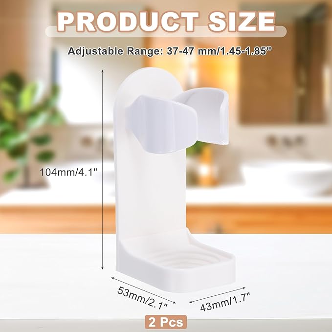 uxcell 2Pcs Electric Toothbrush Holder, Adjustable Wall Mounted Plastic Toothbrush Organizer Adhesive Storage Organizer Stand for Bathroom Tooth Brush Toothpaste Storage, White