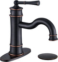 Roman Bathroom Sink Faucet ORB Single Hole Deck-Mount Pop-up Drain Assembly with Overflow Deck Plate and Water Supply Lines Included