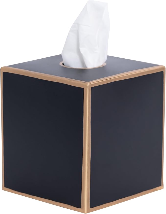 Jaye’s Studio Decorative Tissue Box Cover Square, Metal Modern Tissue Box Cover Farmhouse Decor for Bathroom Accessories Gold Desk Decor Home & Bedroom Black Tissue Box Holder Facial Tissue Dispenser