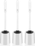 Toilet Brush and Holder Set, 3 Pack Long Handle Non-Slip Grip Toilet Bowl Brush, Hard Toilet Brush, Deep Cleaning for Bathroom Toilets, Easy to Assemble White ﻿