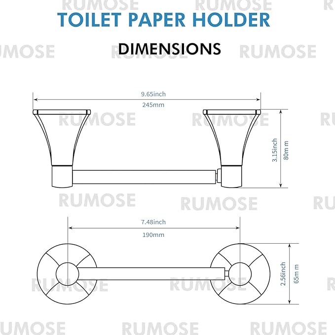 RUMOSE Toilet Paper Roll Holder Bathroom Flexible Pivoting Tissue Handle on Wall Mounted Matte Black Rustproof Toilet Tissue Roll Holder,Stainless Steel