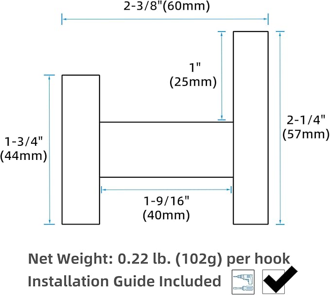 APLusee Polished Chrome Towel Hook 2 Pack, 304 Stainless Steel Clothes Hook, Wall Mounted