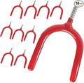 10 Pack Screw-in U Utility Hooks,Red Vinyl Coated Steel Wall Mount Garage Storage Hanger for Shed Yard,Heavy Duty Tool Hangers for Broom,Rake,Mop,Shovel,Garden Tools,Workshop Organizer System Hooks