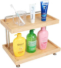 HYNAWIN Bamboo Two-Tier Storage Rack，Tabletop Storage Organizer for Kitchen, Bathroom, Office, and Home Use