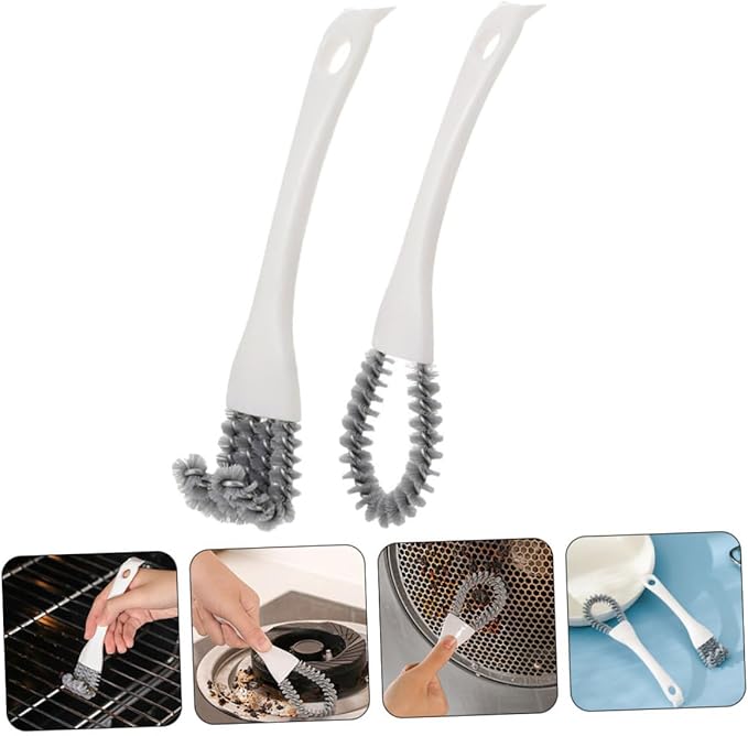 Multifunctional Cleaning Brush Set 2pcs Heavy Duty Grout Cleaner Grip Brush for Kitchen Stove BBQ Grill and Window Track