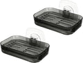 Soap Dish for Shower Bar Soap Holder with Self-Draining Design - No Drilling Required Strong Adhesive Mount for RV Bathroom and Kitchen Easy to Clean (Gray adhesive2 Packs)