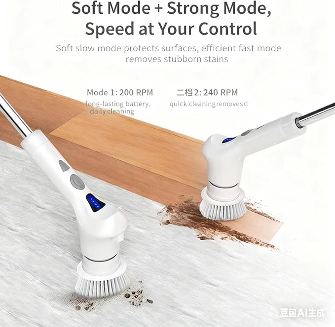 Electric Multifunctional Cleaning Brush Set for Home Use - Manual Powerful Cleaning Tool Kit (5-Piece Set) for Kitchen, Bathroom, Toilet and Floors.