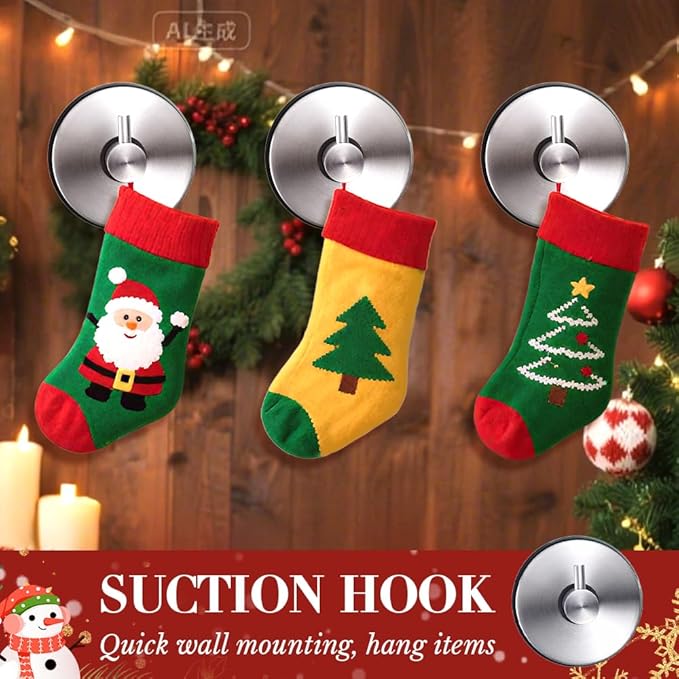 Suction Cup Hooks for Door Wreaths on Glass Suction Cup Hooks for Shower,2025 No Drill Hook Hanging Towels for Window Door Bathroom Mirrors Christmas,Wreath Hanger Holder for Daily Use (Gold-4pc)