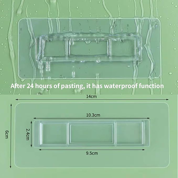 2 PCS Rectangular Shower Caddy Adhesive Replacement for Kitchen Bathroom Transparent Self-Adhesive Hooks Stickers for No Drilling Storage Shelf, Wall Mounted Corner Shelves, Set 2