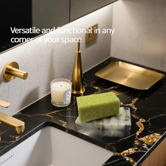 Marble Soap Dish for Shower - Natural Stone Tray Stand Organizer, Decorative Bar Soap Holder | Non-Slip, Luxury Bath Accessories (Violet)