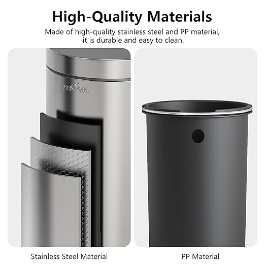 mVm 8 Gal Trash Can, Kitchen Trash Can with Lid, Tall Garbage Can for Home Room Office(Gray)