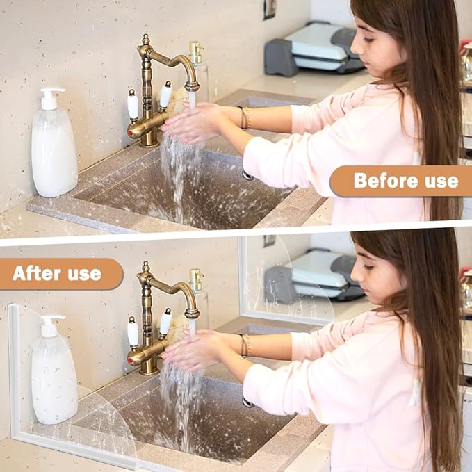 2 Pack Shower Splash Guard, Shower Corner Water Guard Bathtub Water Splash Guards to Keep Water in Tub Waterproof Self-Adhesive Shower Corner Silicone Clear Shower Blocker for Washbasin, Tubs, Sinks