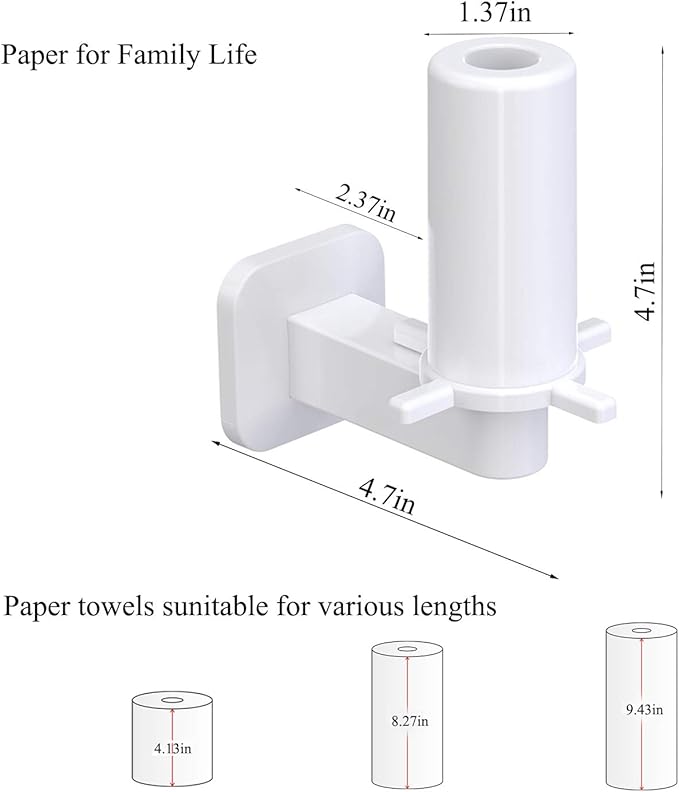 Self Adhesive Toilet Paper Holder, Paper Towel Holder - Bathroom Toilet Paper Holder Stand - Easy Installation No Drilling (White)