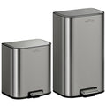 mVm 13 Gal Trash Can Set, 8+5.3 Gal Step Trash Can with Lid, Smooth Edge Garbage Bin for Home Office (Gray)