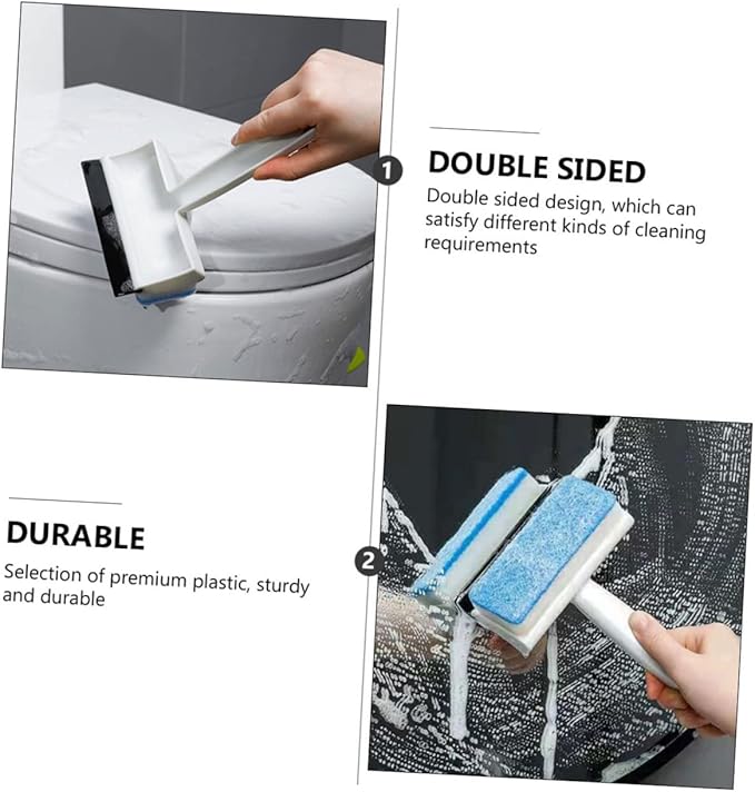 4Pcs Double Sided Bathroom Cleaning Brushes Non Slip Handle Plastic Tile Scrubbers for Kitchen and Wall Grout Stain Removal Household Use