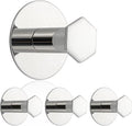 SAYAYO Adhesive Hooks for Hanging Coat, Hat, Robe, Brushes, Stick on Towel Hooks for Bathroom Kitchen, Waterproof SUS304 Stainless Steel Sticky Wall Hooks, No Nails, 4 Pack, Chrome