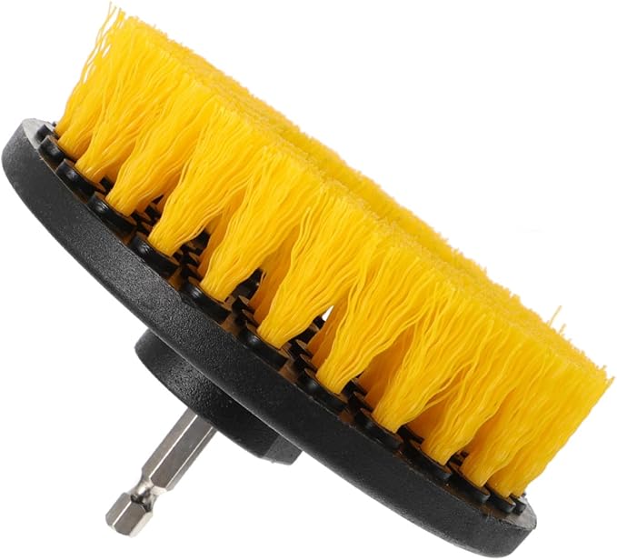Electric Drill Brush Attachment 5-inch Round Yellow Hollow Brush Kit for Floor and Kitchen Cleaning Replacement Tool Heads for Household Scrubbing Tasks