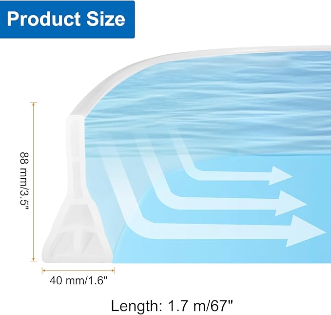 uxcell 67" Collapsible Shower Barrier Stopper 3.5" High Self-Adhesive Shower Water Splash Guard Blocker for Bathroom Kitchen Wet and Dry Separation, Transparent (Hollow, Triangle)