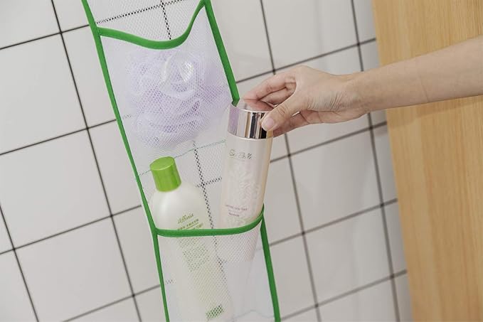 ALYER Hanging Storage Shower Caddy Organizer,Mesh Pockets for Bathroom,Closet,Pantry (White)