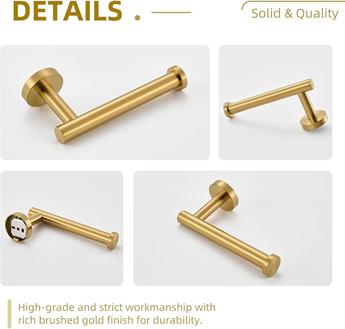 Toilet Paper Holder Brushed Dark Gold, Angle Simple SUS304 Stainless Steel Bathroom Paper Roll Holder Hanger, Lavatory Tissue Dispenser Wall Mount
