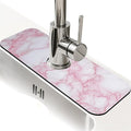 Kitchen Sink Splash Guard，pink white marble Faucet Mat Sink Gadgets-Super Absorbent Fast Drying Mat Drip Catcher for Kitchen, Bathroom,Sink Mat, Dish Drying Mat, Bathroom(15" X 5.5" )