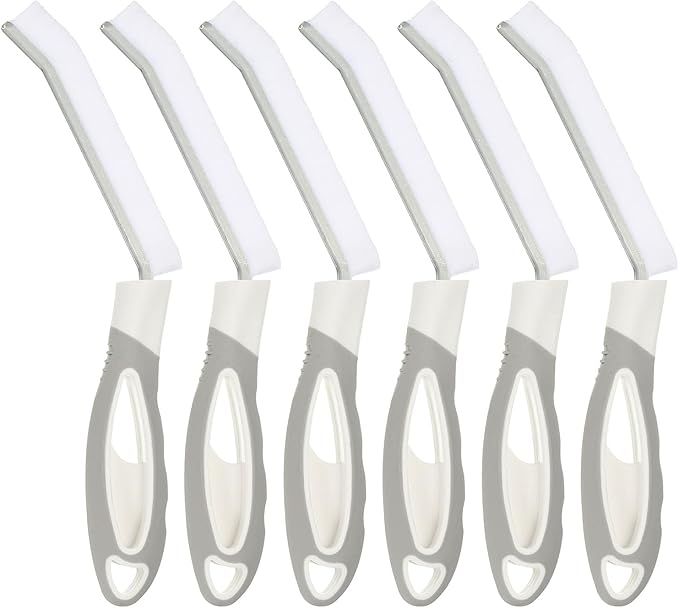 PATIKIL Hard Bristle Crevice Cleaning Brush, 6Pcs Multifunctional Gap Cleaning Brush Corner Cleaning Brushes Tool for Little Corner Kitchen Bathroom Toilet Windows, Grey White