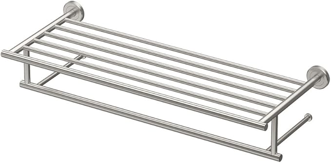 Gatco 4297 Latitude II Towel Rack 25 3/4 inch Satin Nickel/Wall Mounted Towel Rack with Towel Bar For Bathroom