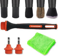 9Pcs Car Drill Brush Set, 5Pcs Attachment Heads for Cleaning Air Vent Automotive Interior or Exterior, Used on Electric Drill, Electric Driverrs. Additional Free: A Towel & A TPR Rubber-Coated Handle