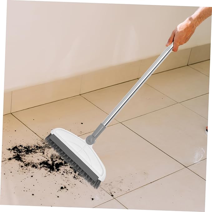 Long Handle Floor Scrub Brush with Bristles for Tile Grout and Bathroom Floor Cleaning Space-Saving Hanging Design Practical Indoor Scrubber for Easy Floor Maintenance