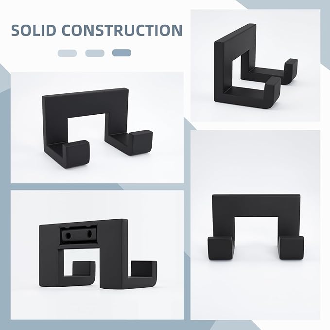 Angle Simple Double Towel Hook, Stainless Steel Bathroom Hand Towel Holder, Wall Coat Double Hook, Matte Black