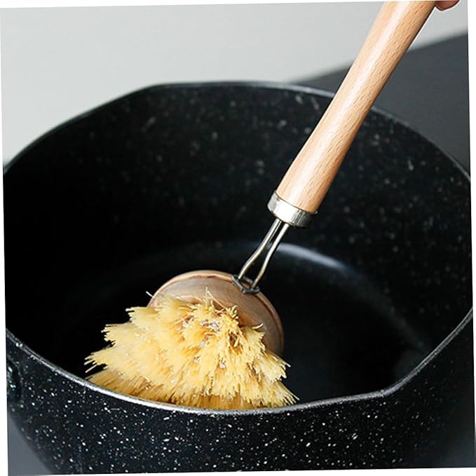 Brush Eco-Friendly Dish Brush Replacement Heads - 5 Pieces Natural Sisal Hemp and Beech Wood Scrubbing Brushes