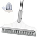 2 in 1 Floor Scrub Brush with V-Shape Stiff PVC Bristles, Stainless Steel Handle, Silver, 9x1.78x15.7 inches, 1 Count