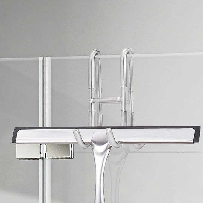 2 Pack Double-Sided Towel Hooks for Shower Door, 304 Stainless Steel, Over Bathroom Frameless Glass Door Rack Hooks for Loofah Robe Shaver, Silver