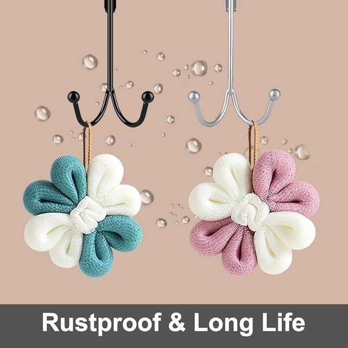 HFHOME 2Packs Over The Door Double Hanger Hooks, Metal Twin Hooks Organizer for Hanging Coats, Hats, Robes, Towels- Silver