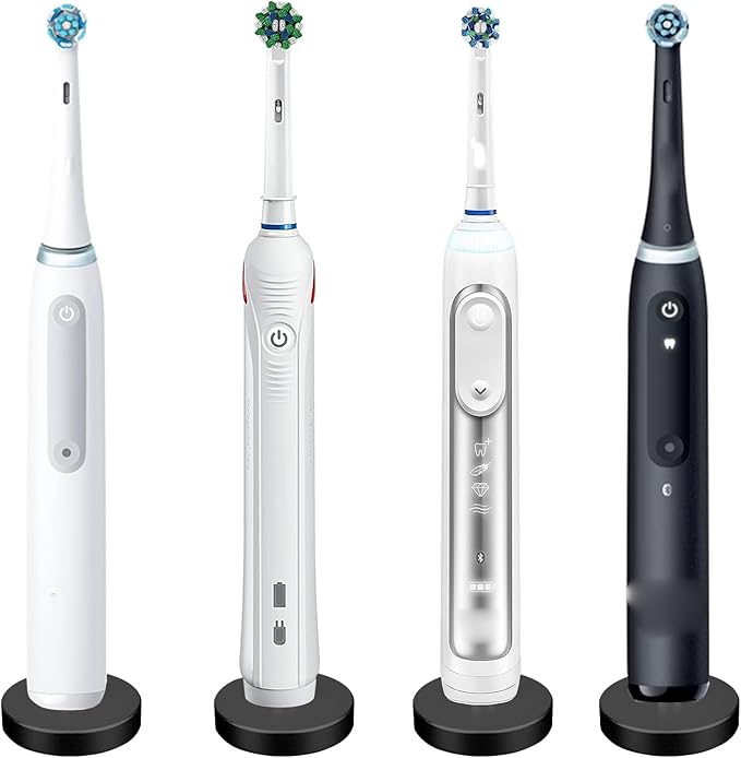 2Pack Black Electric Toothbrush Holder for Bathroom, Stainless Steel Freestanding Brush Holder, Compatible with Oral-B iO Series 3/4/5/6, Pro 500/1000/2500/3000/5000/7000/7500, Genius 6000/8000