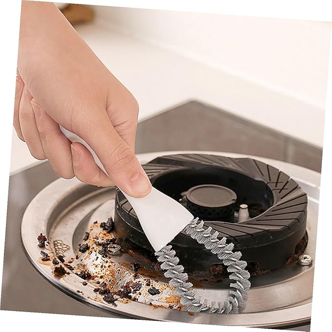 2pcs Multifunctional Kitchen Cleaning Brushes Set, Heavy Duty Grout Cleaner Brush and U-Shaped Crevice Scrubber, Soft Bristle Tool for Stove, BBQ Grill, and Hard-to-Reach Corners