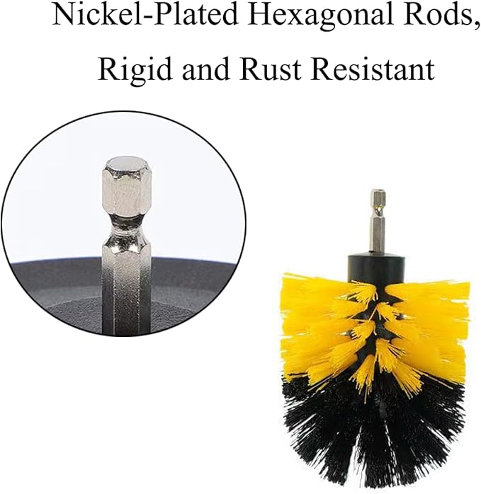 TopHomer 6 Pieces Drill Brushes with Hex Shank, Multipurpose Power Scrubber Cleaning Kit for Bathtubs, Tile Grout Lines, Kitchen