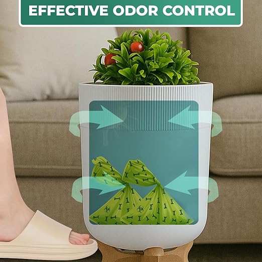 Hidden Bathroom Trash Can with Lid - 1.8 Gallon - Dog Poop Trash Can - Plant Styled Indoor Outdoor Garbage Can - Decorative Waste Basket for Bathroom, Bedroom, Living Room, Kitchen, Outside