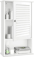 Tangkula Medicine Cabinet, Wall Mounted Bathroom Cabinet Single Door Wooden Bathroom Wall Cabinet with Adjustable Shelf