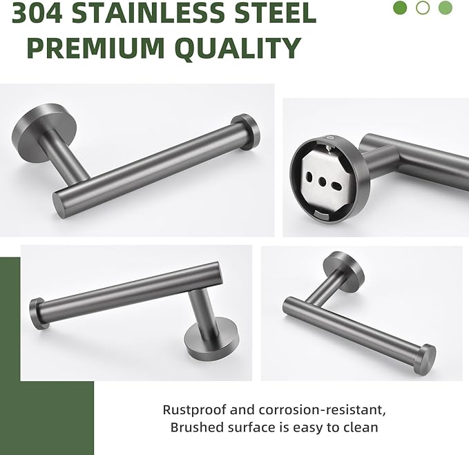 APLusee Toilet Paper Holder Gun Gray 304 Stainless Steel, Rustproof & Waterproof, Heavy-Duty Wall Mounted Holder, Space-Saving Storage for Modern Bathrooms