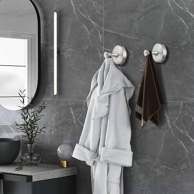 DGYB Suction Cup Hooks for Shower 4-Pcs Heavy-Duty 15LB Max Load, 304 Stainless Steel & PVC, No Drill Bathroom Wall Hooks for Towels, Robe, Loofah (Brush)