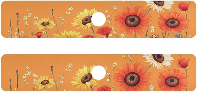 Cartoon Orange Sunflowers Poppy Kitchen Sink Splash Guard Faucet Mat Diatomite Absorbent Pad for Bathroom RV 30x5.4in 1PCS water