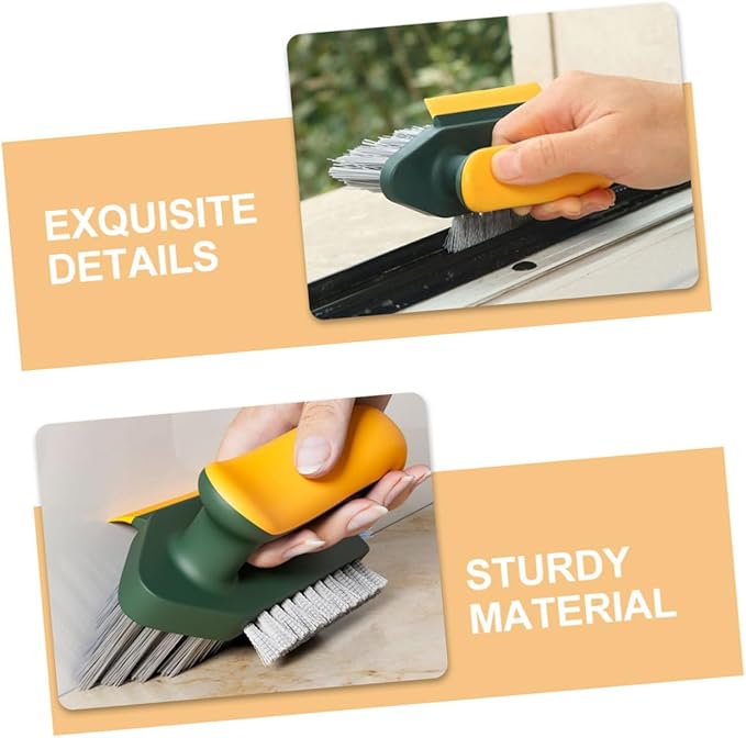 Heavy Duty Multifunctional Crevice Cleaning Brush for Bathroom and Kitchen Ergonomic Handheld Scrubber for Grout Tiles and Narrow Gaps Home Accessory in Dark Green