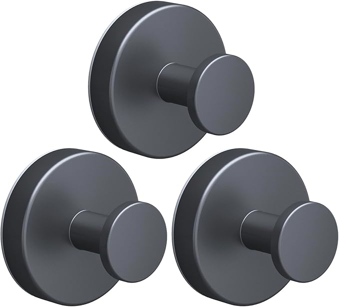 2026 Suction Cup Hooks for Shower, Towel, Home Storage, Window, Bathroom, Wreath, Kitchen, Glass Door, Mirror, No-Drill Removable Heavy Duty up to 15 lbs Hook Holder (3 Pack, Matte Black)