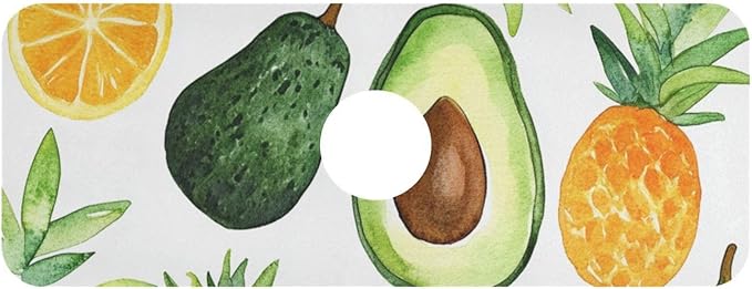 Cartoon Green Avocados Pineapples Kitchen Sink Splash Guard Faucet Mat Diatomite Absorbent Pad for Bathroom RV 14.7x5.4in 1PCS water