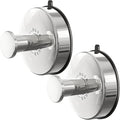 DGYB Suction Cup Hooks for Shower Set of 2 Removable Stainless Steel Towel Hook for Bathroom Glass Window Door Wall and Suction Wreath Hook for Hanging Robe, Loofah, Coat - Chrome