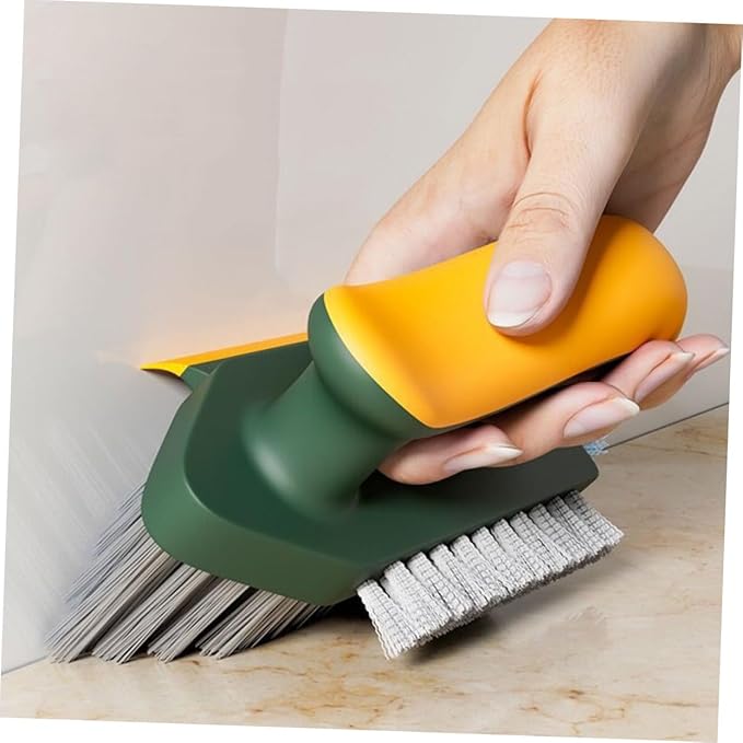 Heavy Duty Multifunctional Crevice Cleaning Brush for Bathroom and Kitchen Ergonomic Handheld Scrubber for Grout Tiles and Narrow Gaps Home Accessory in Dark Green