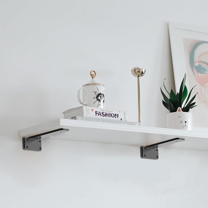Floating Shelf Brackets upgraded,10 inch, Black Heavy Duty Iron Shelf Brackets, Industrial Modern Floating Shelf Support for Wall Mount Shelves,Wide Brackets ,4 Pack, Support DIY(5mm Thickening Type).